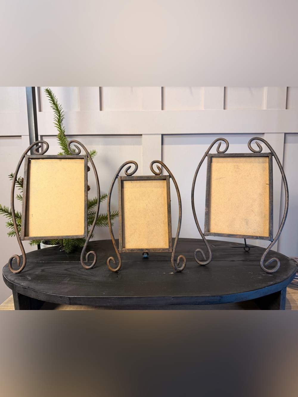 Vintage Solid Rustic Iron Scroll Frame in Brown Photo Frame Set of 3